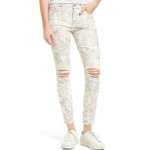 7 For All Mankind Women’s Cream Pastel Floral Sydney Garden Skinny Jeans Size 29